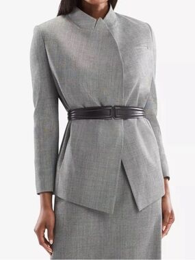 MM.LaFleur Oliver Blazer S Gray Melange Tailored Wool Blend Notch Collar Office